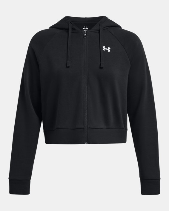 Women's UA Rival Fleece Crop Full-Zip in Black image number 3